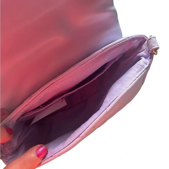 Claire's Pastel Purple Crossbody Bag with Chain Strap and Quilted Design - Picture 7 of 14